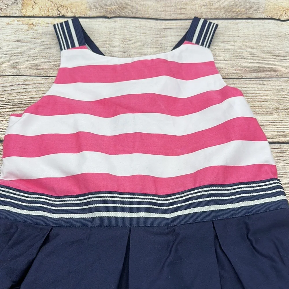 Isaac Mizrahi Pink White and Navy Tulle Lined Dress Size 4
